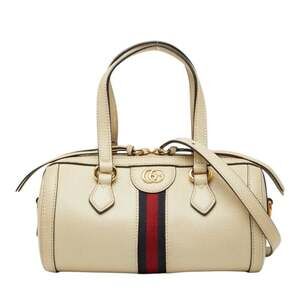 GUCCI Cream Leather Boston Bag